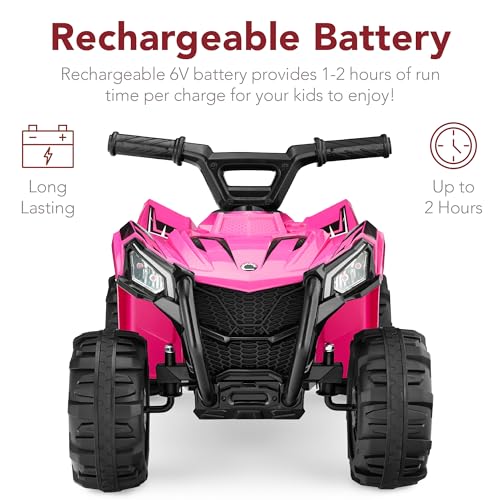 Best Choice Products 6V Kids Ride On Toy, 4-Wheeler Quad ATV Play Car w/ 1.8MPH Max Speed, Treaded Tires, Rubber Handles, Push-Button Accelerator - Hot Pink