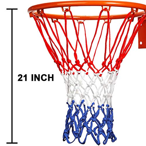 LAO XUE 2022 Upgraded Thickening Heavy Duty Basketball Net, Rainproof Sunscreen for All-Weather 21inches (6.88 Ounce) Standard Thick Nets,12 Loops for Indoor and Outdoor Replacement Net