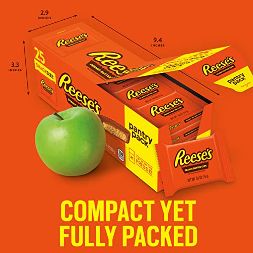 REESE'S Milk Chocolate Snack Size Peanut Butter Cups, Candy Pantry Packs, 13.75 oz (25 Pieces, 9 Count)