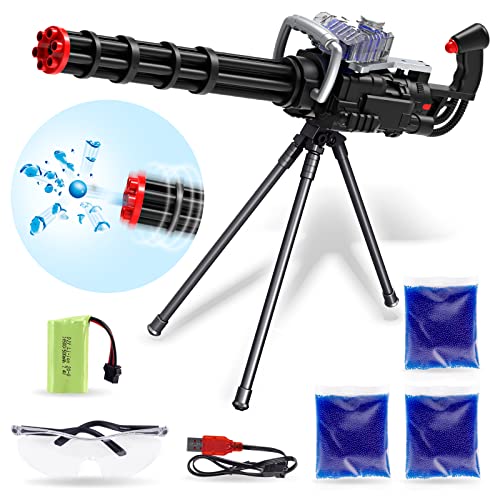 edifying Gel Ball Blaster, Electric Splatter Ball with 30,000 Water Beads,Large Capacity Gatling M134 for Outdoor Backyard Team Games, Boys and Girls for Age 12+（Big Black）