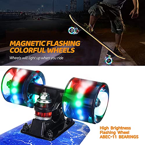 GIEEU Skateboards with Colorful Flashing Wheels for Beginners,Kids,Teens,Adults,31 x 8 Inch Complete Standard Skate Boards 9 Layer Canadian Maple Deck Concave Skateboard