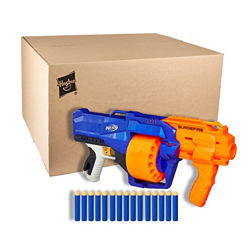 Nerf SurgeFire Elite Blaster -- 15-Dart Rotating Drum, Slam Fire, Includes 15 Official Nerf Elite Darts -- For Kids, Teens, Adults (Amazon Exclusive)