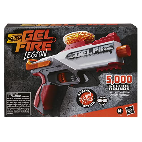 Nerf Pro Gelfire Legion Spring Action Blaster, 5000 Rounds, 130 Hopper, Protective Eyewear, Slam Fire, Ages 14 & Up