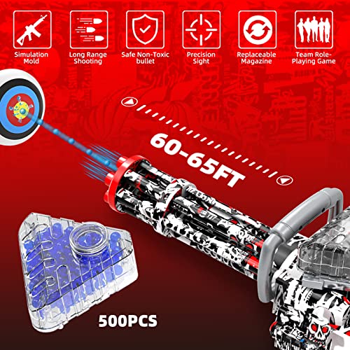 edifying Gel Ball Blaster, Electric Splatter Ball with 30,000 Water Beads,Large Capacity Gatling M134 for Outdoor Backyard Team Games, Boys and Girls for Age 12+(red)