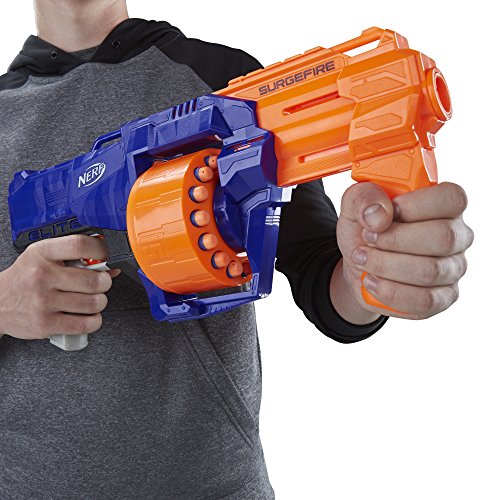 Nerf SurgeFire Elite Blaster -- 15-Dart Rotating Drum, Slam Fire, Includes 15 Official Nerf Elite Darts -- For Kids, Teens, Adults (Amazon Exclusive)