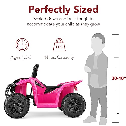 Best Choice Products 6V Kids Ride On Toy, 4-Wheeler Quad ATV Play Car w/ 1.8MPH Max Speed, Treaded Tires, Rubber Handles, Push-Button Accelerator - Hot Pink