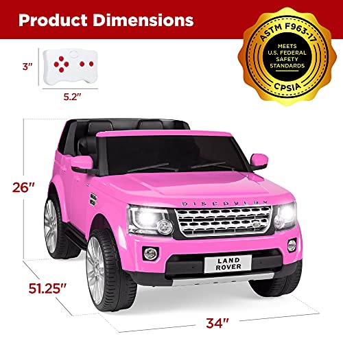 Best Choice Products 12V 3.7 MPH 2-Seater Licensed Land Rover Ride On Car Toy w/Parent Remote Control, MP3 Player - Pink