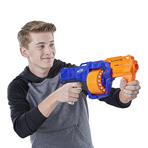 Nerf SurgeFire Elite Blaster -- 15-Dart Rotating Drum, Slam Fire, Includes 15 Official Nerf Elite Darts -- For Kids, Teens, Adults (Amazon Exclusive)