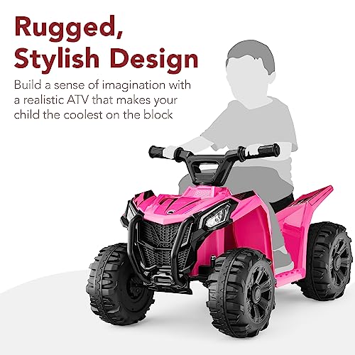 Best Choice Products 6V Kids Ride On Toy, 4-Wheeler Quad ATV Play Car w/ 1.8MPH Max Speed, Treaded Tires, Rubber Handles, Push-Button Accelerator - Hot Pink