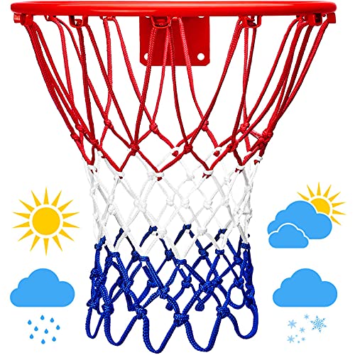 LAO XUE 2022 Upgraded Thickening Heavy Duty Basketball Net, Rainproof Sunscreen for All-Weather 21inches (6.88 Ounce) Standard Thick Nets,12 Loops for Indoor and Outdoor Replacement Net