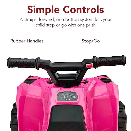 Best Choice Products 6V Kids Ride On Toy, 4-Wheeler Quad ATV Play Car w/ 1.8MPH Max Speed, Treaded Tires, Rubber Handles, Push-Button Accelerator - Hot Pink