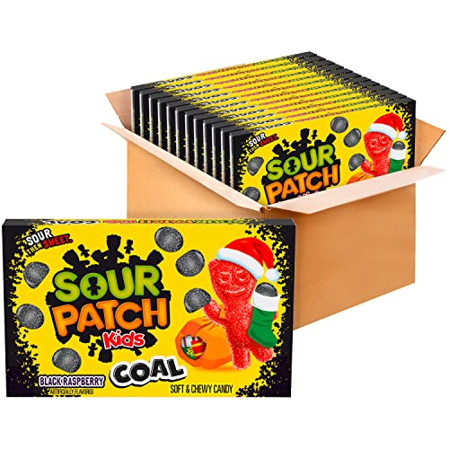 SOUR PATCH KIDS Coal Black Raspberry Soft & Chewy Holiday Candy, 12 - 3.1 oz Boxes