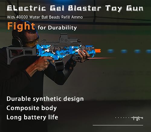 Electric Gel Ball Blaster, High Speed Automatic Splatter Ball Blaster with 40000+ Water Beads and Goggles, JIFTOK Rechargeable Splatter Ball Toys for Outdoor Activities Shooting Game Party Favors