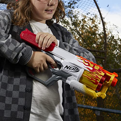 NERF Mega CycloneShock Toy Blaster, Hotrod Color Style, 6-Dart Drum, 6 AccuStrike Mega Darts, Easy Priming (Amazon Exclusive)