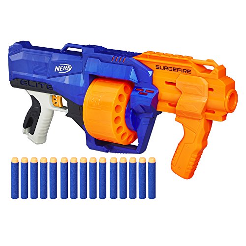 Nerf SurgeFire Elite Blaster -- 15-Dart Rotating Drum, Slam Fire, Includes 15 Official Nerf Elite Darts -- For Kids, Teens, Adults (Amazon Exclusive)