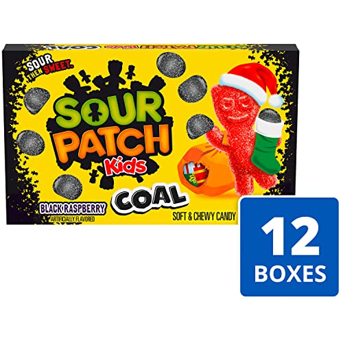 SOUR PATCH KIDS Coal Black Raspberry Soft & Chewy Holiday Candy, 12 - 3.1 oz Boxes