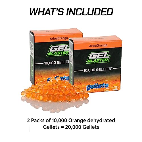 Gel Blaster Gellets - Official Refill Ammo Increased Blasting Performance and Accuracy - Easy to Hydrate - Non-Toxic, No Cleanup, Stain-Free (20,000 - Aires Orange)