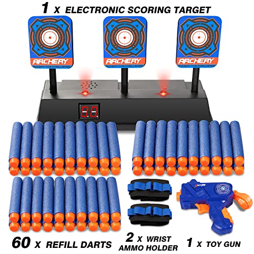 KKONES Electric Scoring Auto Reset Shooting Digital Target with Foam Dart Toy Gun for Nerf Guns Shooting Target,Shooting Toys for Age of 3 4 5 6+ Years Old Kid Boys Girls