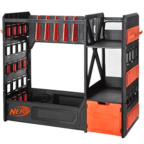 NERF Elite Blaster Rack - Storage for up to Six Blasters, Including Shelving and Drawers Accessories, Orange and Black - Amazon Exclusive