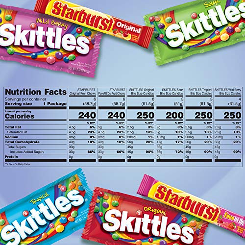 SKITTLES & STARBURST Candy Full Size Variety Mix 62.79-Ounce 30-Count Box