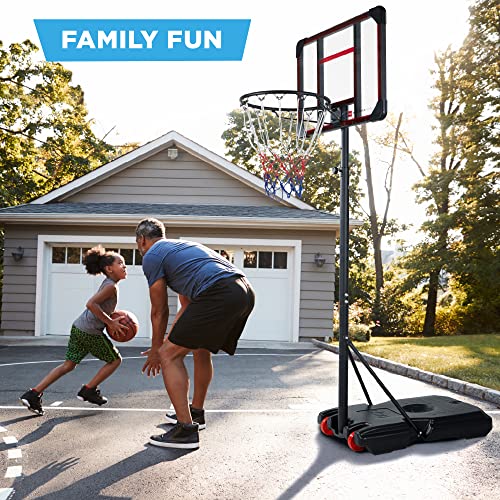 Best Choice Products Kids Height-Adjustable Basketball Hoop, Portable Backboard System w/ 2 Wheels, Fillable Base, Weather-Resistant, Nylon Net, Adjusts from 70.5in to 82.3in - Clear