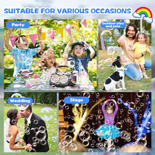 SHCKE Automatic Bubble Machine Upgrade Bubble Blower with 2 Fans, 20000+ Bubbles Per Minute Bubbles for Kids Portable Bubble Maker Operated by Plugin or Batteries for Indoor Outdoor Birthday Party