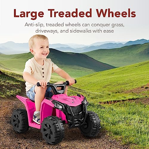 Best Choice Products 6V Kids Ride On Toy, 4-Wheeler Quad ATV Play Car w/ 1.8MPH Max Speed, Treaded Tires, Rubber Handles, Push-Button Accelerator - Hot Pink