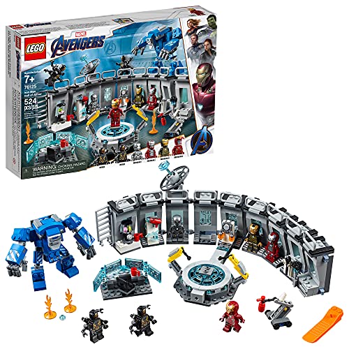 LEGO Marvel Avengers Iron Man Hall of Armor 76125 Building Kit, Tony Stark Iron Man Suit Action Figures (524 Pieces)