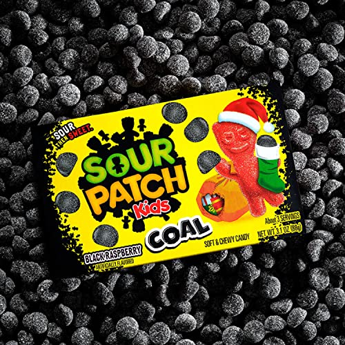 SOUR PATCH KIDS Coal Black Raspberry Soft & Chewy Holiday Candy, 12 - 3.1 oz Boxes